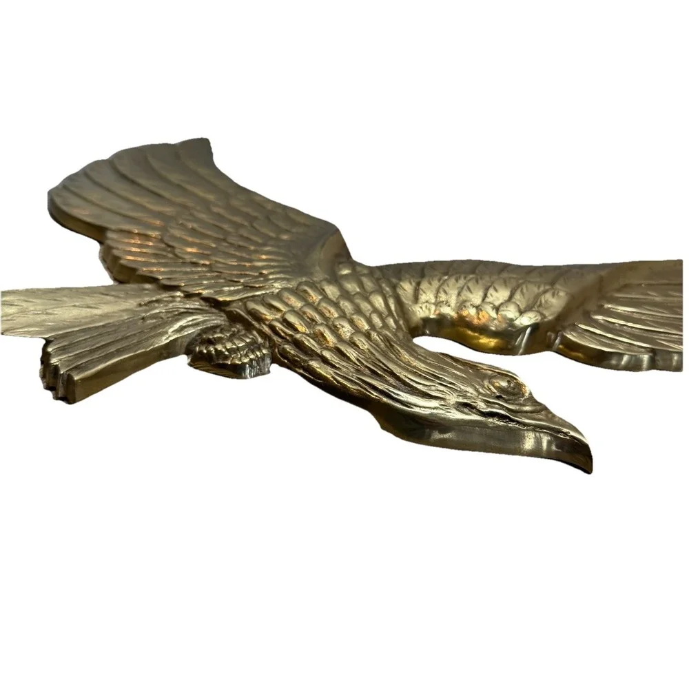 Patriotic Brass Eagle Swooping‎ Wall Hanging Plaque Mid Century 16
